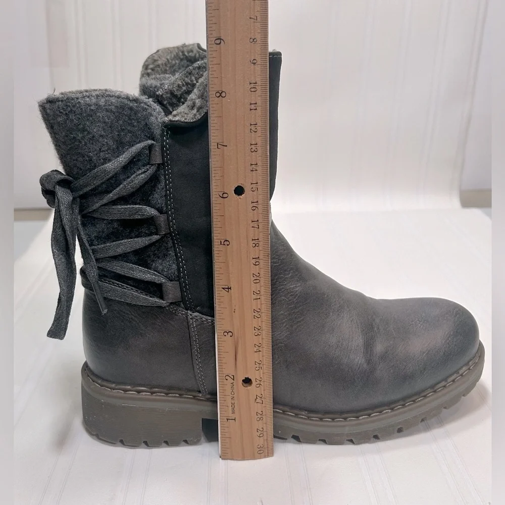 Patrizia Dawna Spring Step Women's Gray Zipper Ankle Boots Faux Fur Lined Size 6 - Picture 9 of 11